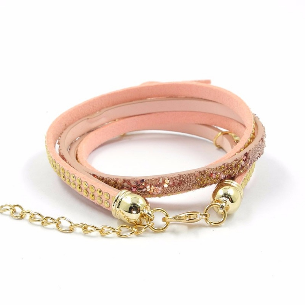 Boho Charm Tassel Pink Pendant Bangles Bracelet - Picture 3 of 5
